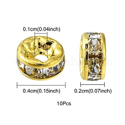 Brass Rhinestone Spacer Beads&nbsp;RB-YW0001-04A-01G