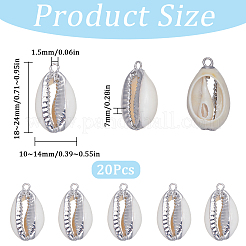20Pcs Electroplated Natural Cowrie Shell Pendants&nbsp;SHEL-SC0001-30