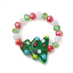 3Pcs Christmas Glass & Handmade Lampwork Finger Rings for Women&nbsp;RJEW-TA00208