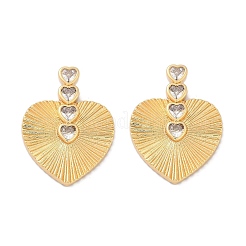 Brass Micro Pave Clear Cubic Zirconia Stud Earrings&nbsp;KK-U058-61G