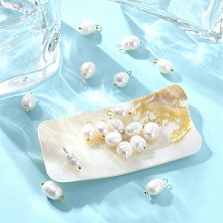 18Pcs 3 Colors Oval Natural Pearl Pendants&nbsp;PALLOY-YW00035