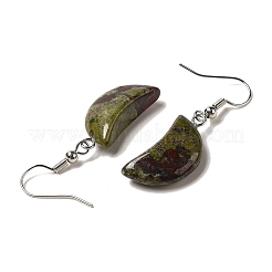 Natural Mixed Gemstone Crescent Moon Dangle Earrings&nbsp;EJEW-E296-02P