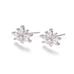 Brass Cubic Zirconia Stud Earring Findings&nbsp;EJEW-E257-06P