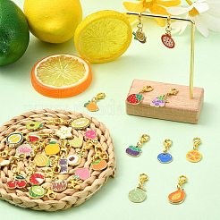 30Pcs 30 Styles Alloy Enamel Fruit Pendant Decorations&nbsp;HJEW-CJ00095