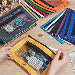 CutHollow 24Pcs 12 Colors Rectangle Oxford Cloth 3-Ring Pen Pencil Zipper Bags&nbsp;ABAG-CL0001-13