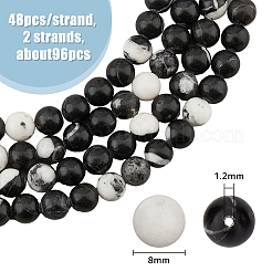 2 Strands Natural Gemstone Imitation Zebra Jasper Beads Strands&nbsp;G-HY0001-64