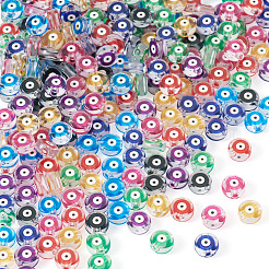 240Pcs 8 Colors Printed Transparent Acrylic Beads&nbsp;TACR-TA0001-94