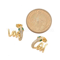 Brass Micro Pave Cubic Zirconia Stud Earrings for Women&nbsp;EJEW-F352-03G