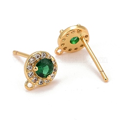 Brass Micro Pave Cubic Zirconia Stud Earrings Findings&nbsp;X-ZIRC-C030-01G