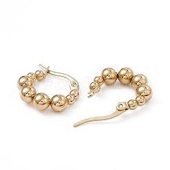 201 Stainless Steel Round Beaded Hoop Earrings with 304 Stainless Steel Pins for Women&nbsp;EJEW-B016-14A-G