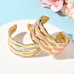 304 Stainless Steel Enamel Cuff Bangles for Women&nbsp;BJEW-B159-04G