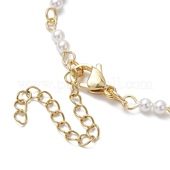 7 Chakra Faceted Glass & 3mm Round Shell Pearl Link Bracelets for Women&nbsp;BJEW-JB10379