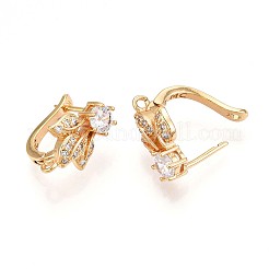 Brass Micro Pave Cubic Zirconia Hoop Earring Finding&nbsp;KK-N261-34G