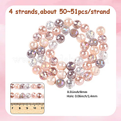 4 Strands Electroplate Glass Bead Strands&nbsp;GLAA-PA0001-09E