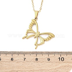 Hollow Butterfly 304 Stainless Steel Pendant Necklaces&nbsp;NJEW-M096-16G