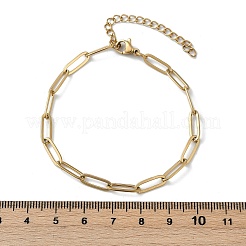 PVD Vacuum Plating 304 Stainless Steel Paperclip Chain Bracelet for Men Women&nbsp;BJEW-E031-02G-01