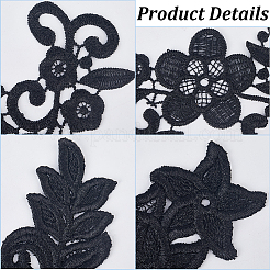 4 Pairs 2 Style Polyester & Nylon Embroidery Flower Lace Appliques&nbsp;DIY-GF0009-10