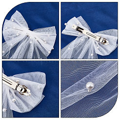 3Pcs 3 Colors Polyester Mesh Big Bowknot Hair Barrettes&nbsp;OHAR-FH0001-14