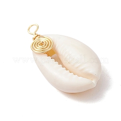 Natural Cowrie Shell Pendants&nbsp;PALLOY-JF03316-04