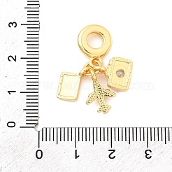 Brass Pave Clear Cubic Zirconia European Dangle Charms&nbsp;KK-F904-01C-G