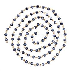 Handmade Rondelle Glass Beads Chains for Necklaces Bracelets Making&nbsp;AJEW-JB00037-03