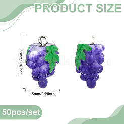 50Pcs Autumn Theme Grape Resin Pendants&nbsp;RESI-GA0001-45