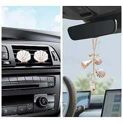 3Pcs Alloy Car Air Vent Clips and Aluminium & Shell Hanging Ornaments&nbsp;HJEW-JOY00005