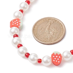 3Pcs 3 Style Fruit Polymer Clay & Glass Seed & Acrylic Pearl Beaded Necklaces Set&nbsp;NJEW-JN04582
