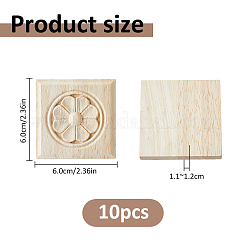 Square Wood Carved Floral Decorative Blocks&nbsp;WOOD-WH0124-160A