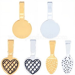 120Pcs 6 Styles Alloy Glue On Flat Pad Pendant Bails&nbsp;FIND-SP0005-08