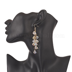 Glass Teardrop Cluster Dangle Earrings&nbsp;EJEW-JE05215