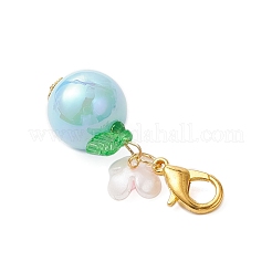 Round Flower Acrylic & Resin Pendant Decorations&nbsp;HJEW-MZ00323