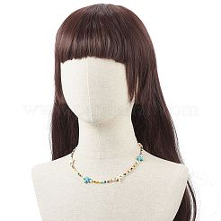 Colorful Synthetic Turquoise Starfish & Shell Pearl & Glass Seed Beaded Necklace for Women&nbsp;NJEW-TA00044