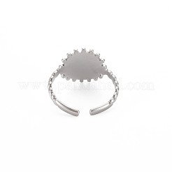 Non-Tarnish 304 Stainless Steel Flat Round with Initial Letter Open Cuff Ring for Men Women&nbsp;RJEW-S405-246P-X