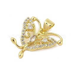Butterfly Rack Plating Brass Micro Pave Cubic Zirconia Pendants&nbsp;KK-Z074-72G
