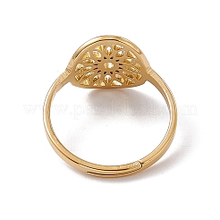 Ion Plating(IP) 201 Stainless Steel Flower Adjustable Ring for Women&nbsp;RJEW-C045-01G