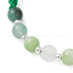 Natural White Moonstone & West African Jade & Green Aventurine & Dyed Persian Jade Round Beads Braided Bead Bracelets for Women&nbsp;BJEW-JB12917-05