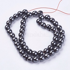 Non-magnetic Synthetic Hematite Bead Strands&nbsp;G-R193-19-8mm