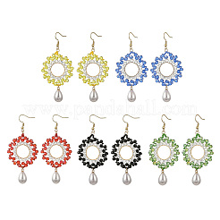 Brass Glass Beads Dangle Earrings&nbsp;EJEW-MZ00764
