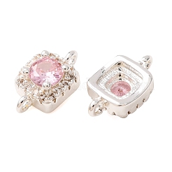 Brass Pave Pink Cubic Zirconia Connector Charms&nbsp;CU-CBAEC99-14S