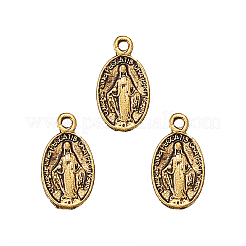 Tibetan Style Virgin Mary Alloy Oval Pendants&nbsp;PALLOY-CJ0001-02