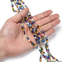 Flat Round Handmade Millefiori Glass Beads&nbsp;X1-LK-R004-55