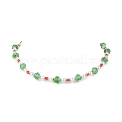 Christmas Theme Faceted Rondelle Glass & White Round ABS Plastic Imitation Pearl Beaded Necklaces for Women&nbsp;NJEW-JN05464-02
