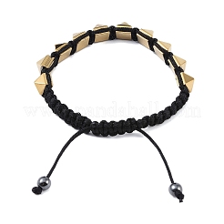 Pyramid Synthetic Non-Magnetic Hematite Braided Bead Bracelets&nbsp;BJEW-E102-03