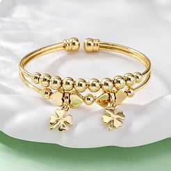 Brass Cuff Charm Bangles&nbsp;BJEW-U025-05G