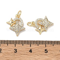 Brass Micro Pave Cubic Zirconia Pendants&nbsp;KK-D235-01G
