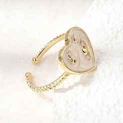 Brass Micro Pave Cubic Zirconia Enamel Cuff Open Rings&nbsp;RJEW-C164-06G