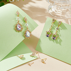 24Pcs 4 Styles Brass Cubic Zirconia Stud Earring Findings&nbsp;KK-UN0002-77