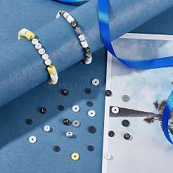 Flat Round Handmade Polymer Clay Beads&nbsp;CLAY-AR0001-21