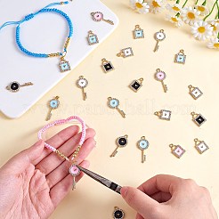 32Pcs 8 Styles Alloy Enamel Cubic Zirconia Pendant Love Point Diamond Keylock Alloy Pendant DIY Jewelry Accessories&nbsp;JX549A